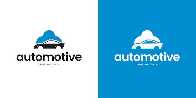 Diseño de logotipo de automóvil y nube para tecnología y sistemas de nube Ilustración de símbolo vectorial