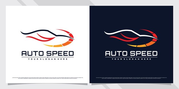 Diseño de logotipo de automóvil de velocidad automotriz con estilo de arte lineal vector premium