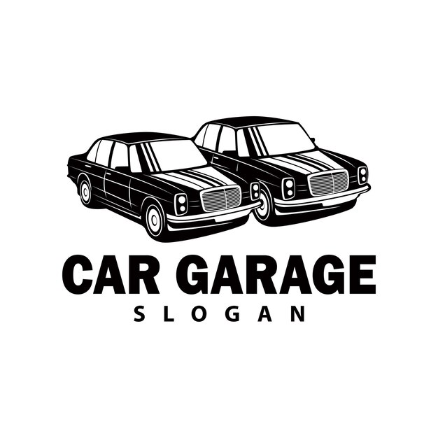 Diseño de logotipo de automóviles clásicos sello de sello vectorial vehículo de músculo automóvil antiguo vintage ilustración retro.