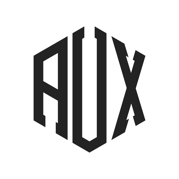 Diseño del logotipo AUX Letra inicial AUX Monograma Logotipo con forma de hexágono