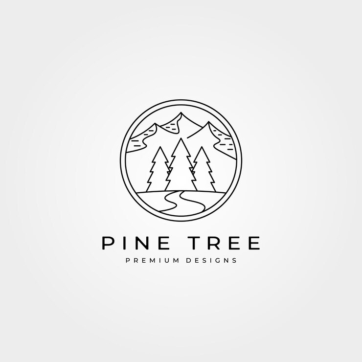 diseño de logotipo de aventura al aire libre de pinos