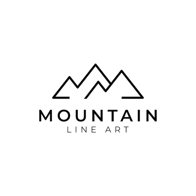 Diseño de logotipo de aventura de montaña de contorno moderno simple