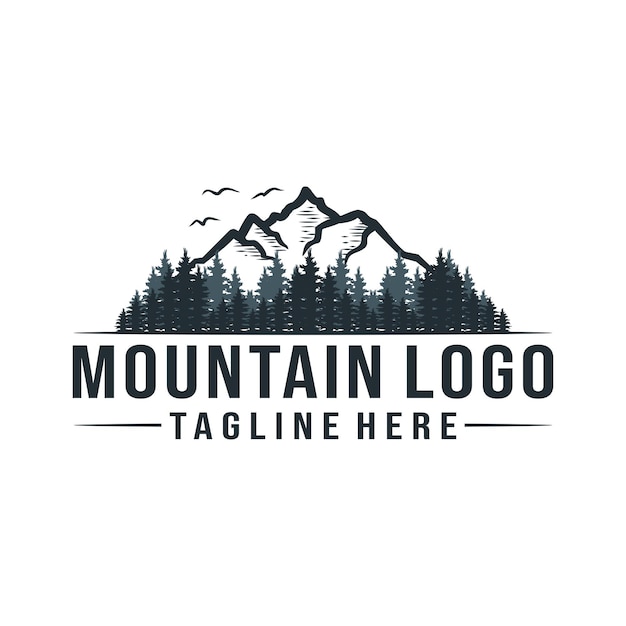 Diseño de logotipo de aventura en la montaña y la jungla.