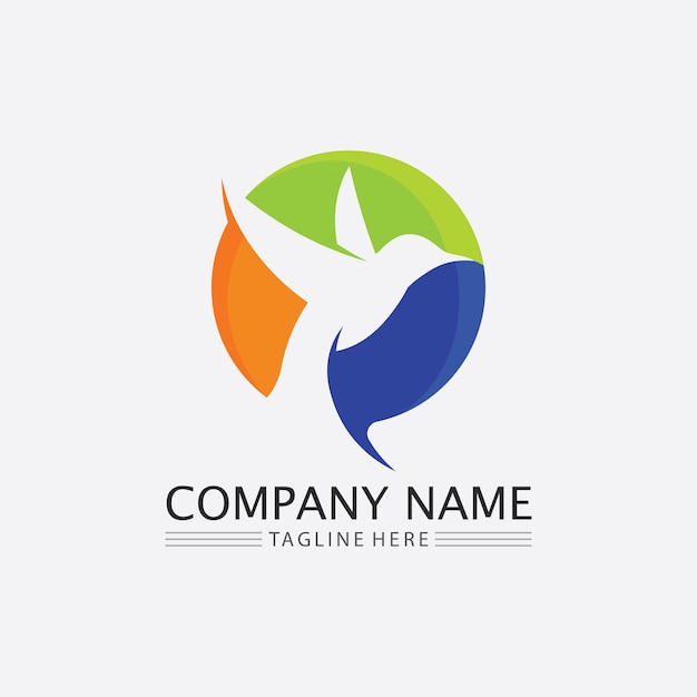 Diseño de logotipo de aves y golondrina y alas de animales vectoriales y aves voladoras