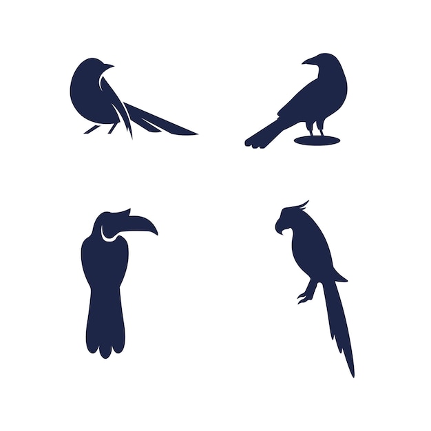 Diseño de logotipo de aves y golondrina y alas de animales vectoriales y aves voladoras