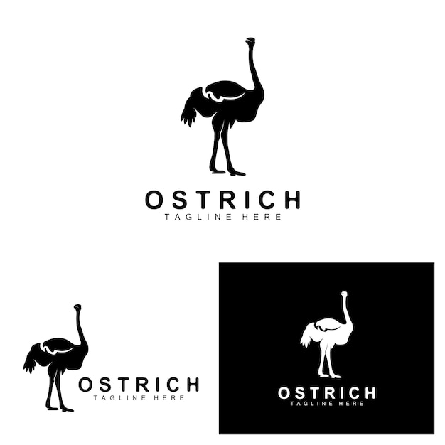 Diseño de logotipo de avestruz Ilustración de animales del desierto Viviendo en el bosque Producto de marca de camello vectorial
