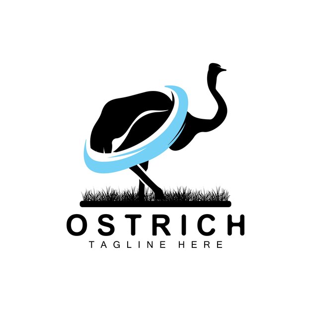 Diseño de logotipo de avestruz Ilustración de animales del desierto Viviendo en el bosque Producto de marca de camello vectorial