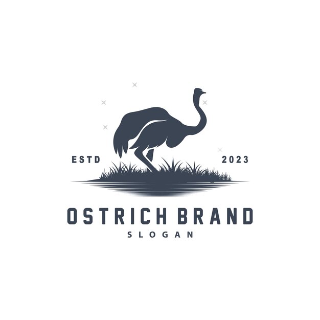 Diseño de logotipo de avestruz Ilustración de animales del desierto Viviendo en el bosque Producto de marca de camello vectorial