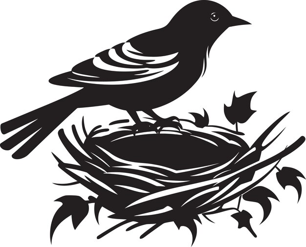 Diseño del logotipo de Avian Artistry Black Nest Las alas de Weaver son el símbolo del nido vectorial