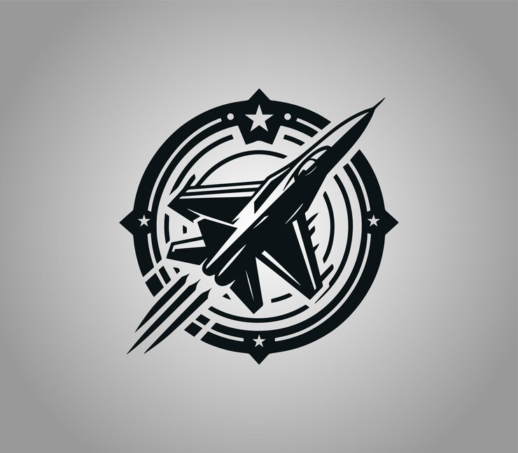 Diseño del logotipo del avión de combate Cazas y bombarderos Aviones de guerra Aviones militares Vector del logotipo de silueta