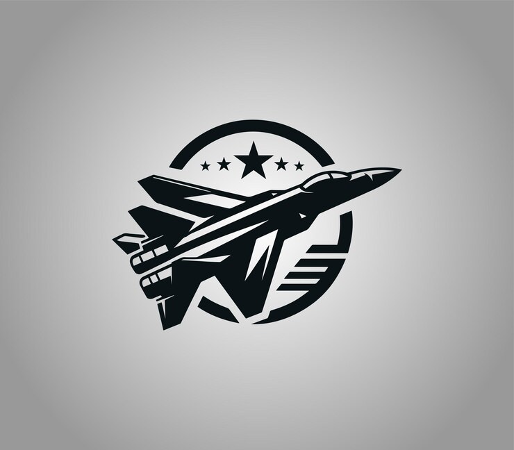 Diseño del logotipo del avión de combate Cazas y bombarderos Aviones de guerra Aviones militares Vector del logotipo de silueta