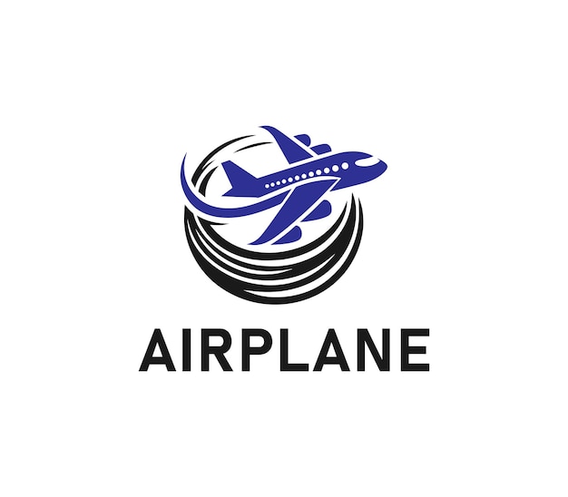 Diseño del logotipo del avión Logotipo sencillo de viaje plantilla del logotipo de avión volador Vector de aerolíneas de avión de viaje