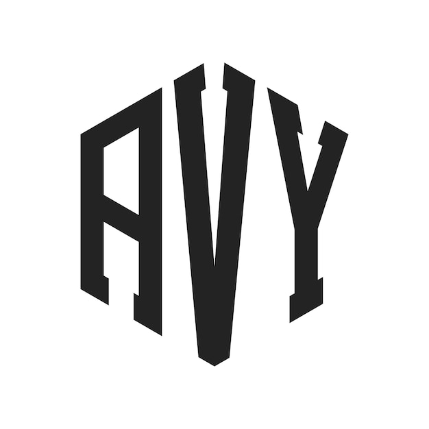Diseño del logotipo AVY Letra inicial AVY Monograma Logotipo con forma de hexágono