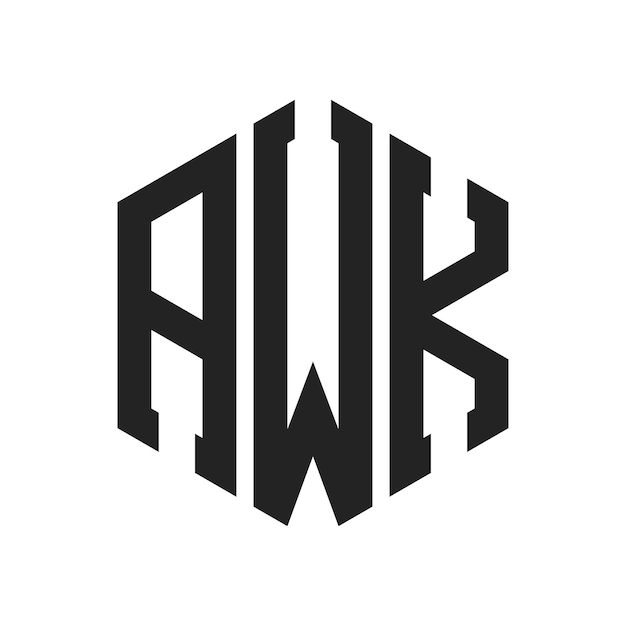 Diseño del logotipo AWK Letra inicial AWK Monograma Logotipo con forma de hexágono