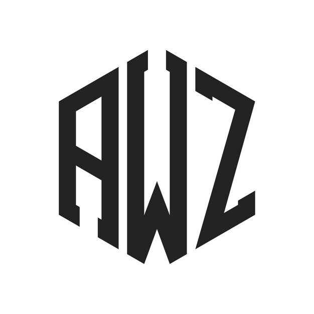 Diseño del logotipo AWZ Letra inicial AWZ Monograma Logotipo con forma de hexágono