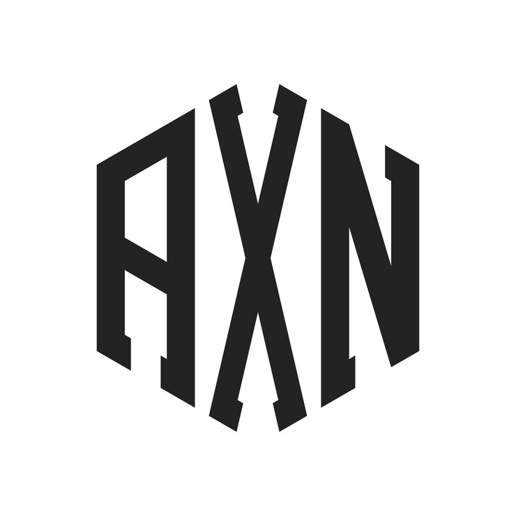 Vector diseño del logotipo de axn letra inicial axn monograma logotipo con forma de hexágono