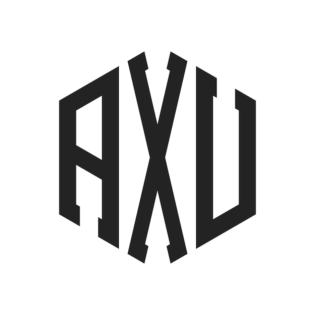 Diseño del logotipo de AXU Letra inicial AXU Monograma Logotipo con forma de hexágono