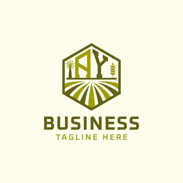 Diseño del logotipo de AY Farm Logotipo moderno de AY Agro para empresas sostenibles y respetuosas con el medio ambiente