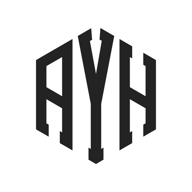 Diseño del logotipo AYH Letra inicial AYH Monograma Logotipo con forma de hexágono
