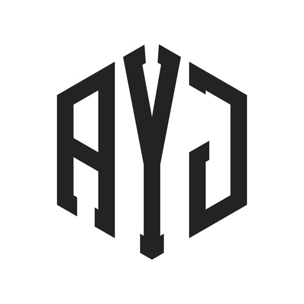 Diseño del logotipo de AYJ Letra inicial AYJ Monograma Logotipo con forma de hexágono