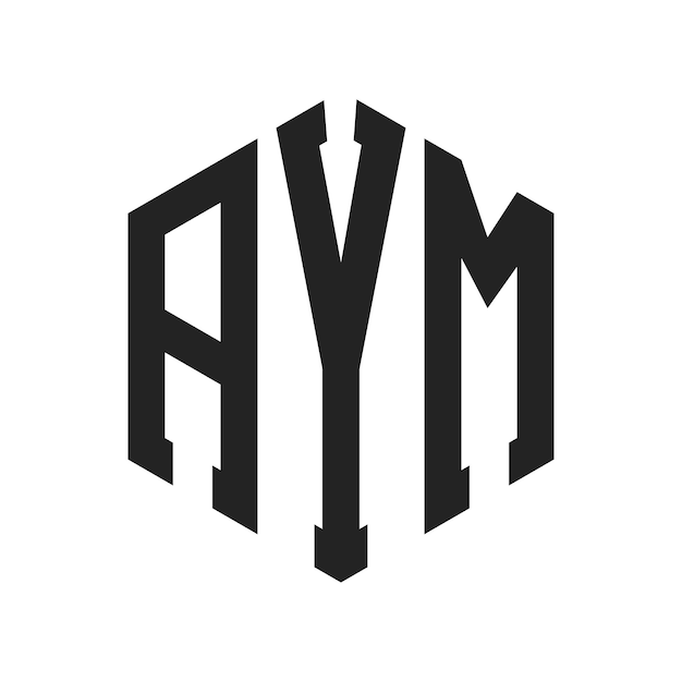 Diseño del logotipo de AYM Letra inicial Logotipo del monograma AYM con forma de hexágono