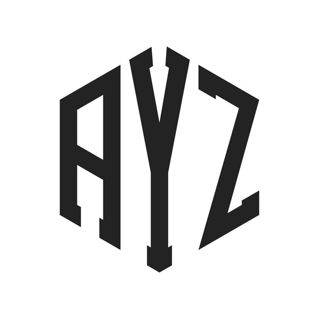 Diseño del logotipo de AYZ Letra inicial AYZ Monograma Logotipo con forma de hexágono