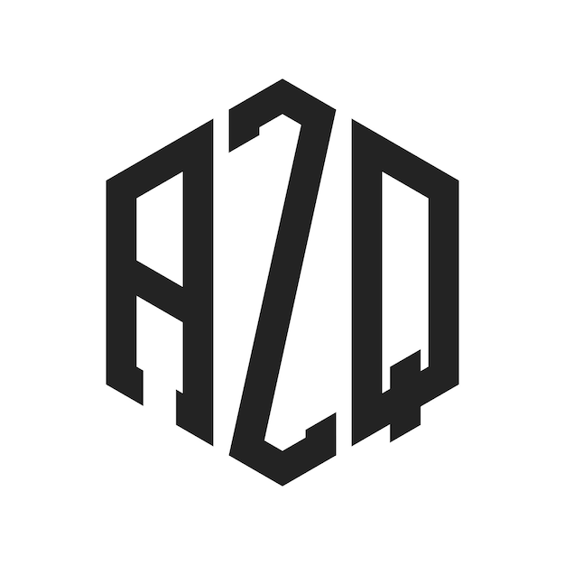 Diseño del logotipo AZQ Letra inicial AZQ Monograma Logotipo con forma de hexágono