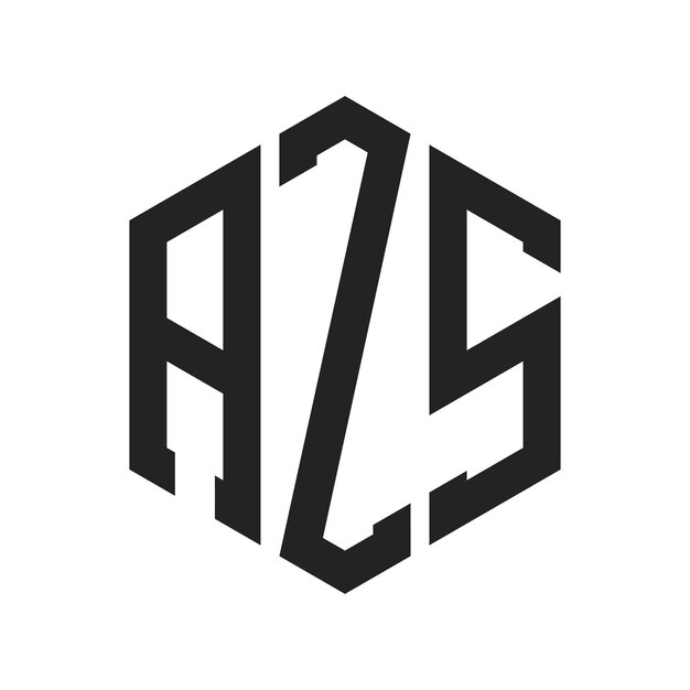 Diseño del logotipo AZS Letra inicial AZS Monograma Logotipo con forma de hexágono