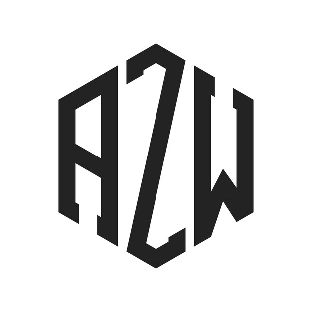 Diseño del logotipo AZW Letra inicial AZW Monograma Logotipo con forma de hexágono