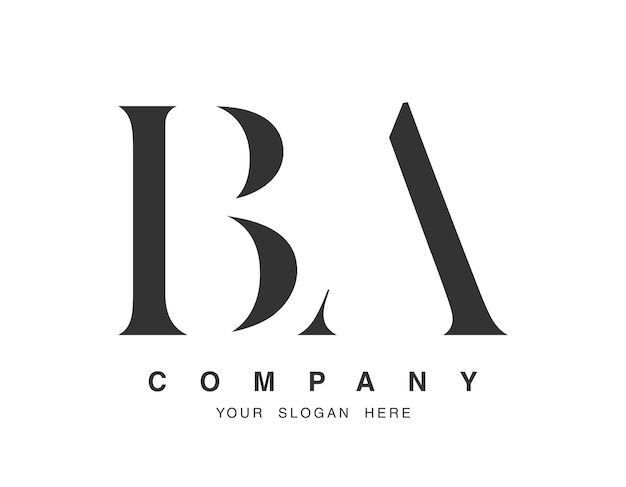 Diseño del logotipo BA Letra inicial b y un estilo de fuente serif Nombre de empresa clásico creativo Tipografía logotipo o identidad de moda