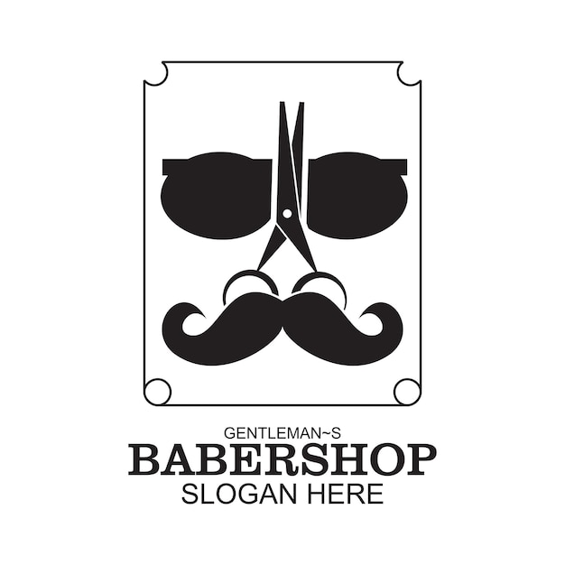 Diseño del logotipo de Babershop concepto simple Vector Premium