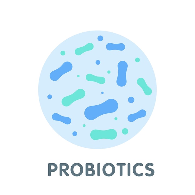 Diseño de logotipo de bacterias probióticas Ingrediente de nutrición saludable para fines terapéuticos