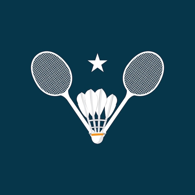 Diseño de logotipo de bádminton Deportes Vector Volante Logotipo Torneo de bádminton Insignia minimalista simple