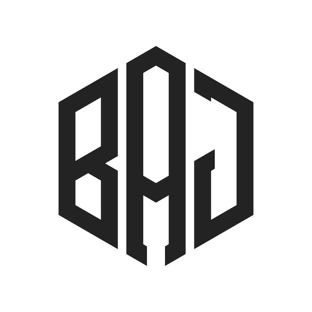 Diseño del logotipo de BAJ Letra inicial BAJ Monograma Logotipo con forma de hexágono