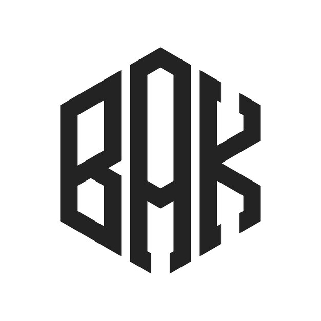 Diseño del logotipo BAK Letra inicial BAK Monograma Logotipo con forma de hexágono
