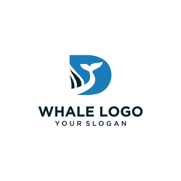 Diseño del logotipo de la ballena con inspiración de la letra d
