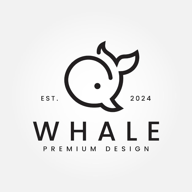 El diseño del logotipo de la ballena marina es un diseño de ilustración minimalista vectorial.