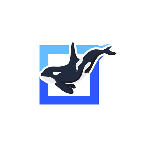 Diseño de logotipo de ballena orca simple