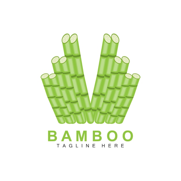 Diseño de logotipo de bambú Árbol verde Vector Panda Comida Producto Marca Plantilla Ilustración