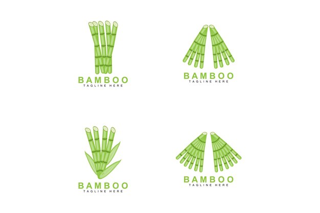 Diseño de logotipo de bambú Árbol verde Vector Panda Comida Producto Marca Plantilla Ilustración