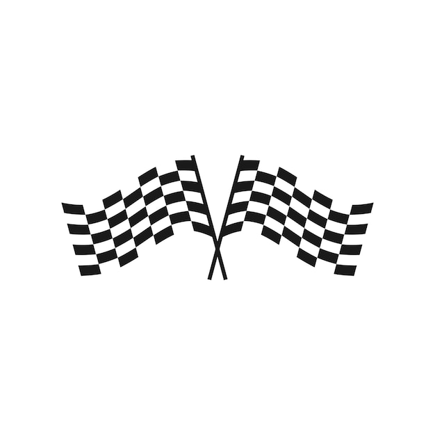 Diseño de logotipo de bandera de carreras en blanco y negro