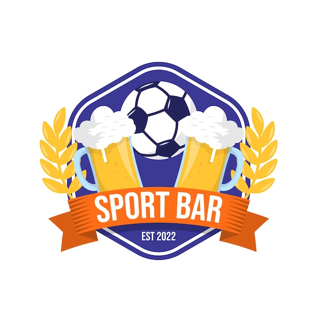 Vector diseño de logotipo de bar deportivo de diseño plano