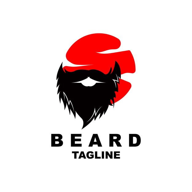 Diseño de logotipo de barba Diseño de estilo de barbería para hombres de vector de cabello de aspecto masculino