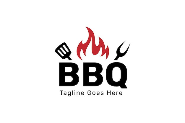 Diseño de logotipo de barbacoa con diseño plano simple.