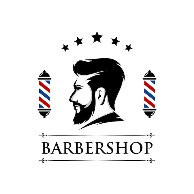 Diseño del logotipo de la barbería de caballeros vectoriales