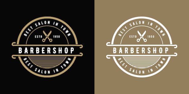 Diseño de logotipo de barbería de estilo vintage vintage de lujo antiguo adecuado para salón spa belleza peluquería moda cuidado del cabello y cuidado de la piel peluquería negocio