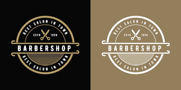 Diseño de logotipo de barbería de estilo vintage vintage de lujo antiguo adecuado para salón spa belleza peluquería moda cuidado del cabello y cuidado de la piel peluquería negocio