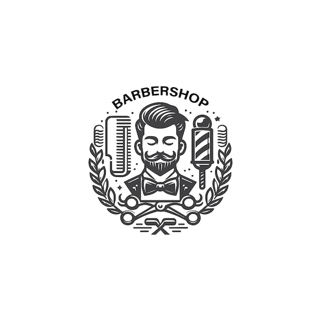 Diseño del logotipo de la barbería retro