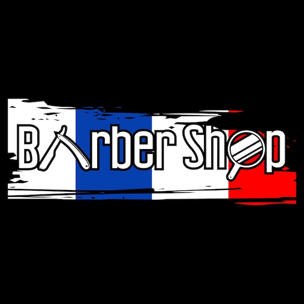 diseño de logotipo de barbería sobre fondo blanco y negro