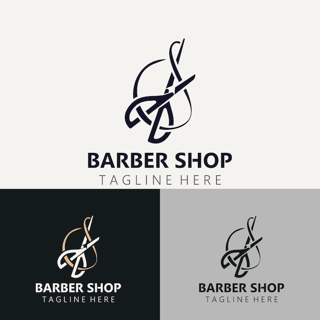 Diseño de logotipo de barbero Plantilla de icono de tijera Diseño moderno y simple herramientas de barbero y barbería Ilustración vectorial